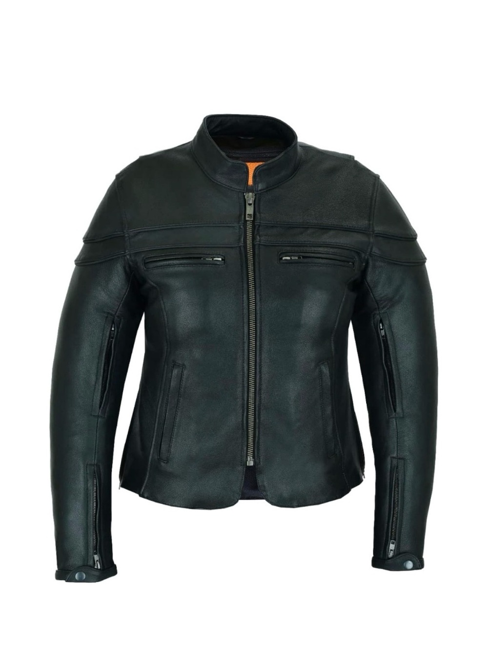 Vance Leather Black Leather Women's Motorcycle Riding Jacket Size Medium